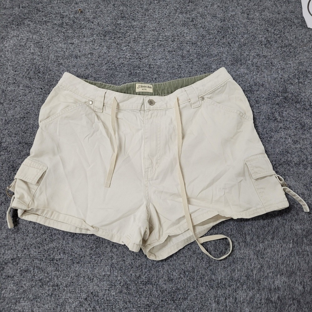 St. John's Bay Shorts Womens 14P Beige Cotton Cargo Utility Drawstring Casual
